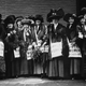 A band of ‘news girls’ of the Women’s Suffrage Movement prepare to invade New York’s Wall Street, armed with leaflets and slogans demanding votes for women. All images via Getty.